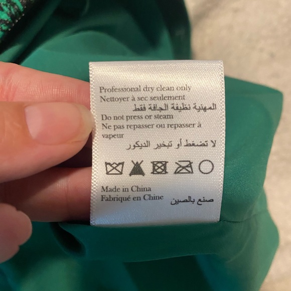 Marchesa Notte Strapless Coquette Embroidered Duchesse Satin Gown Emerald Size 8 - Picture 14 of 15